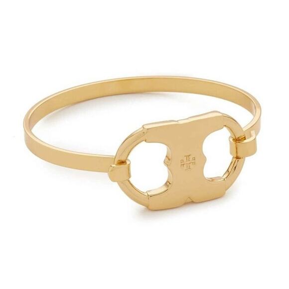 Tory Burch Gold Gemini Petite Hinge Bangle Bracelet - Picture 5 of 8